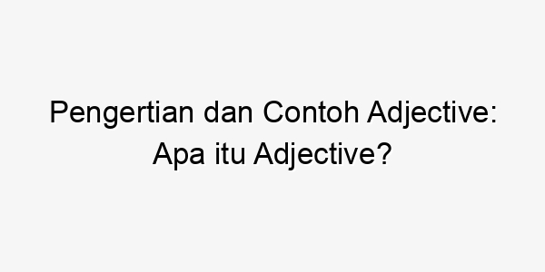 Pengertian Dan Contoh Adjective Apa Itu Adjective Bogor News